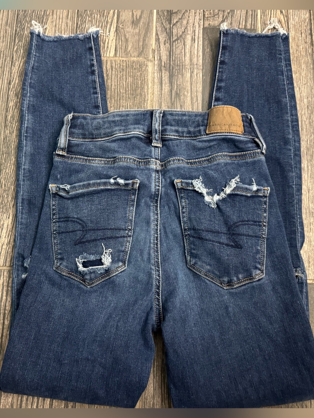 American Eagle Outfitters Dark Blue Skinny Distressed Jeans